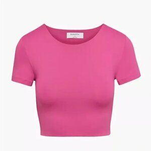 Aritzia Babaton Contour Crew Cropped T-Shirt in Barbie Pink